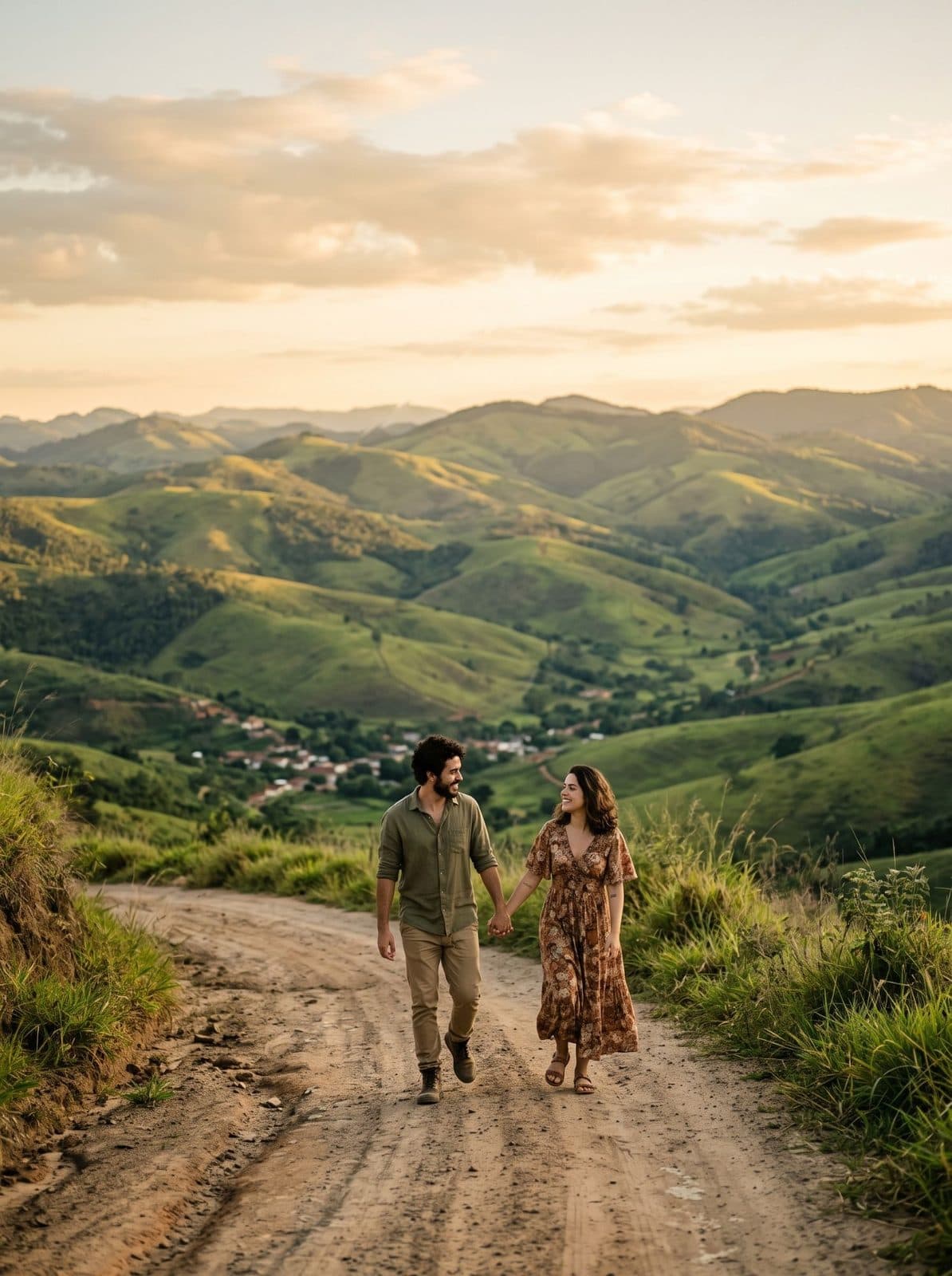 A mesma foto do casal na estrada, sem o fio no céu
